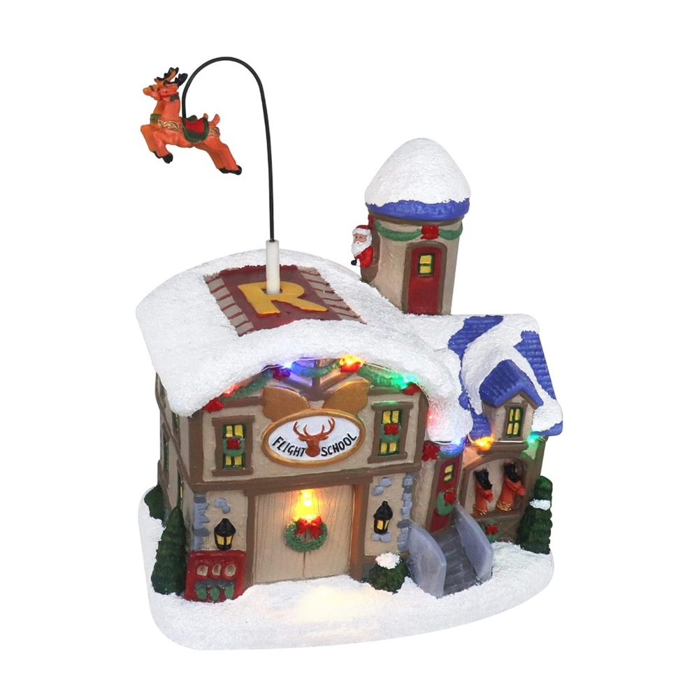 Top Treasures Reindeer School Christmas Village Animated Pre‎ Lit